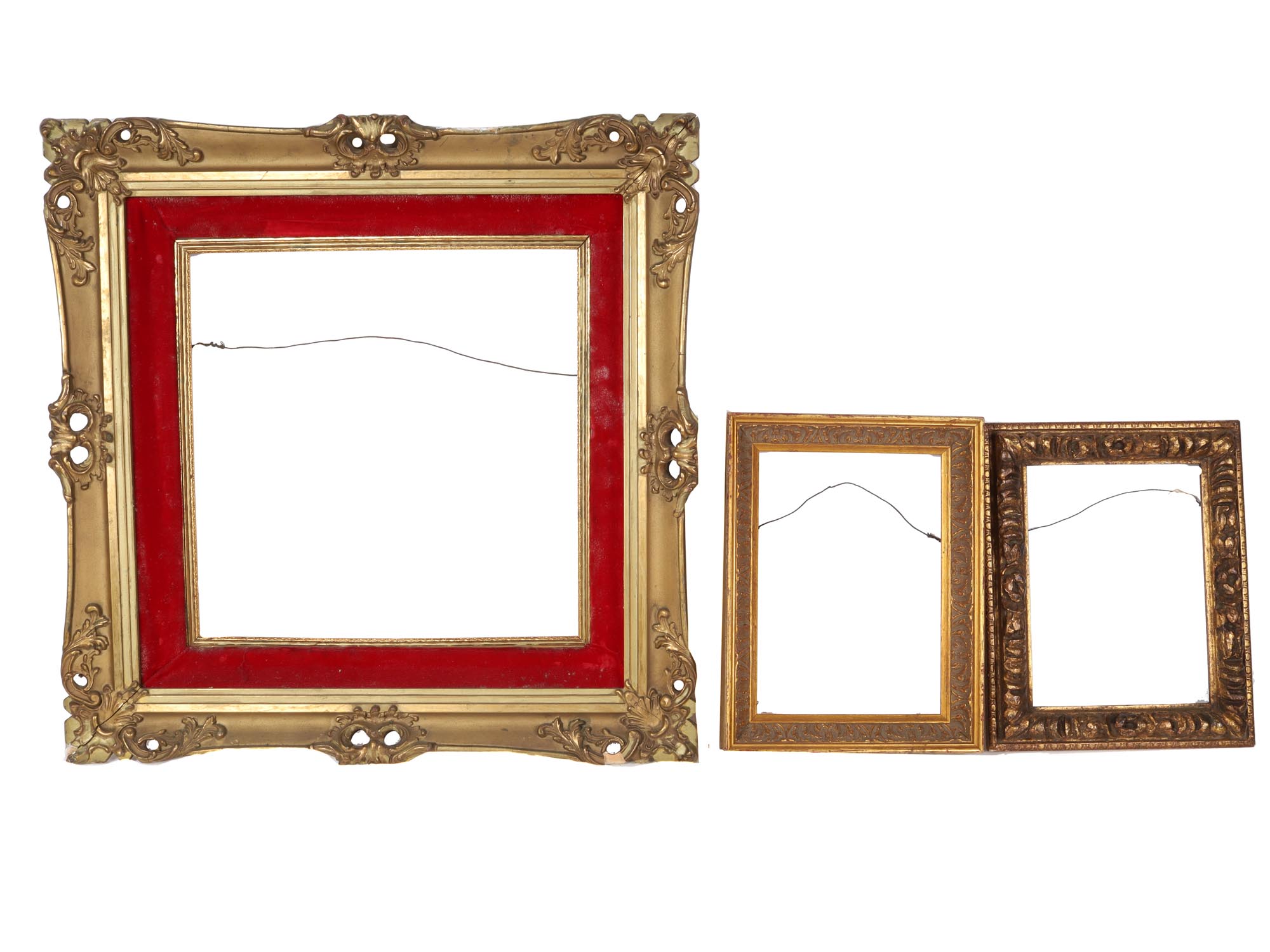 VINTAGE GOLDEN CARVED FRAMES FOR WALL ART, 3 PCS PIC-0